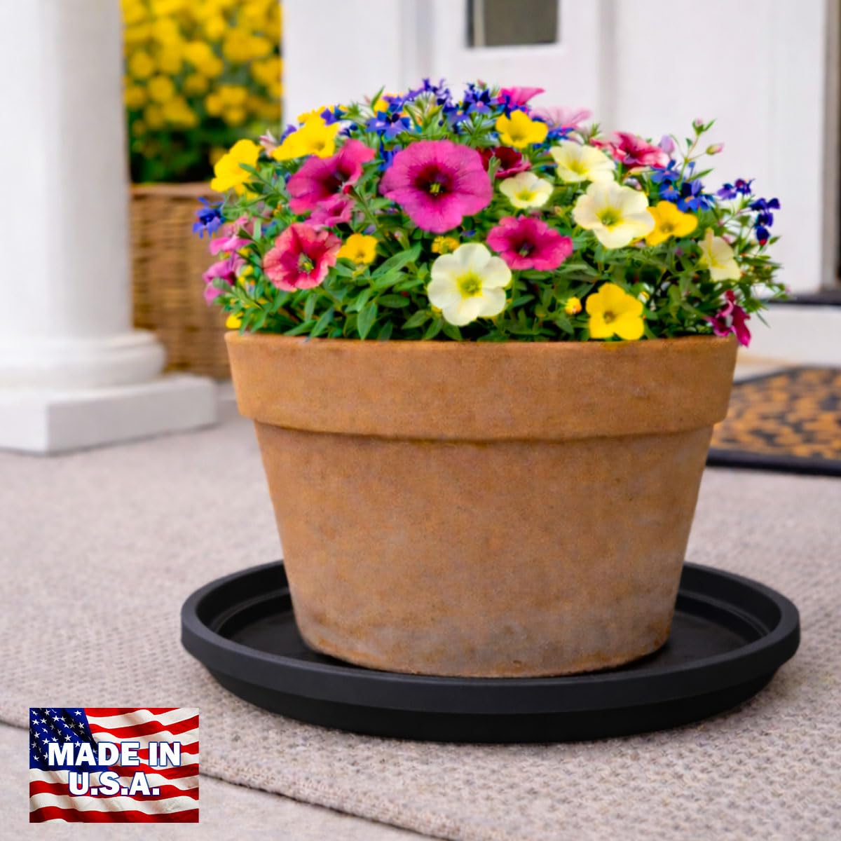smart spring 10 Inch Plant Pot Tray USA Made – Durable Plastic Flower Pot Saucer – Plant Water Catcher for Indoor Outdoor Garden (6, Midnight Black)