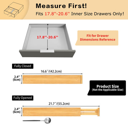 Utoplike 4 pcs Bamboo Kitchen Drawer Dividers Large, Adjustable Drawer Organizers, Spring Loaded, Expandable Organization Works in Kitchen, Dresser, Bathroom, Bedroom, Drawer, Desk