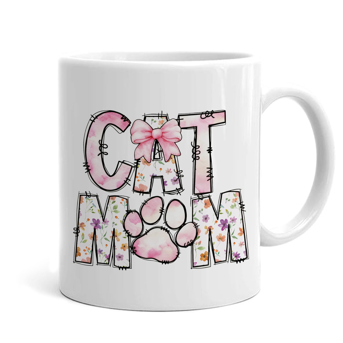 WDSFHYJK Cute Cat Mom Ceramic Coffee Mug 11oz,Creative Cat Lover Gifts for Women,Coffee Mug Gifts for Family Office College