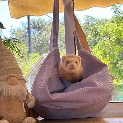Ferret Sling Carrier - Pet Carrying Bag with Adjustable Strap Hands Free Shoulder Bag Crossbody Travel Slings Soft Small Animal Bonding Pouch Front Backpack for Ferret Rabbit Puppy Kitten (Purple)