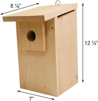 Coveside Basic Western Bluebird Trail Box | Durable Pine Birdhouse with 1.5625" Predator Guarded Entry, Ventilation & Drainage | Eco-Friendly Wooden Nest Box for Bluebirds | Made in USA