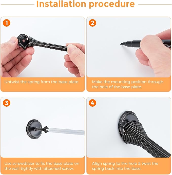 Ravinte Door Stoppers, 24 Pack Black Spring Door Stops with Rubber Bumper, Door Stoppers for Bottom of Door