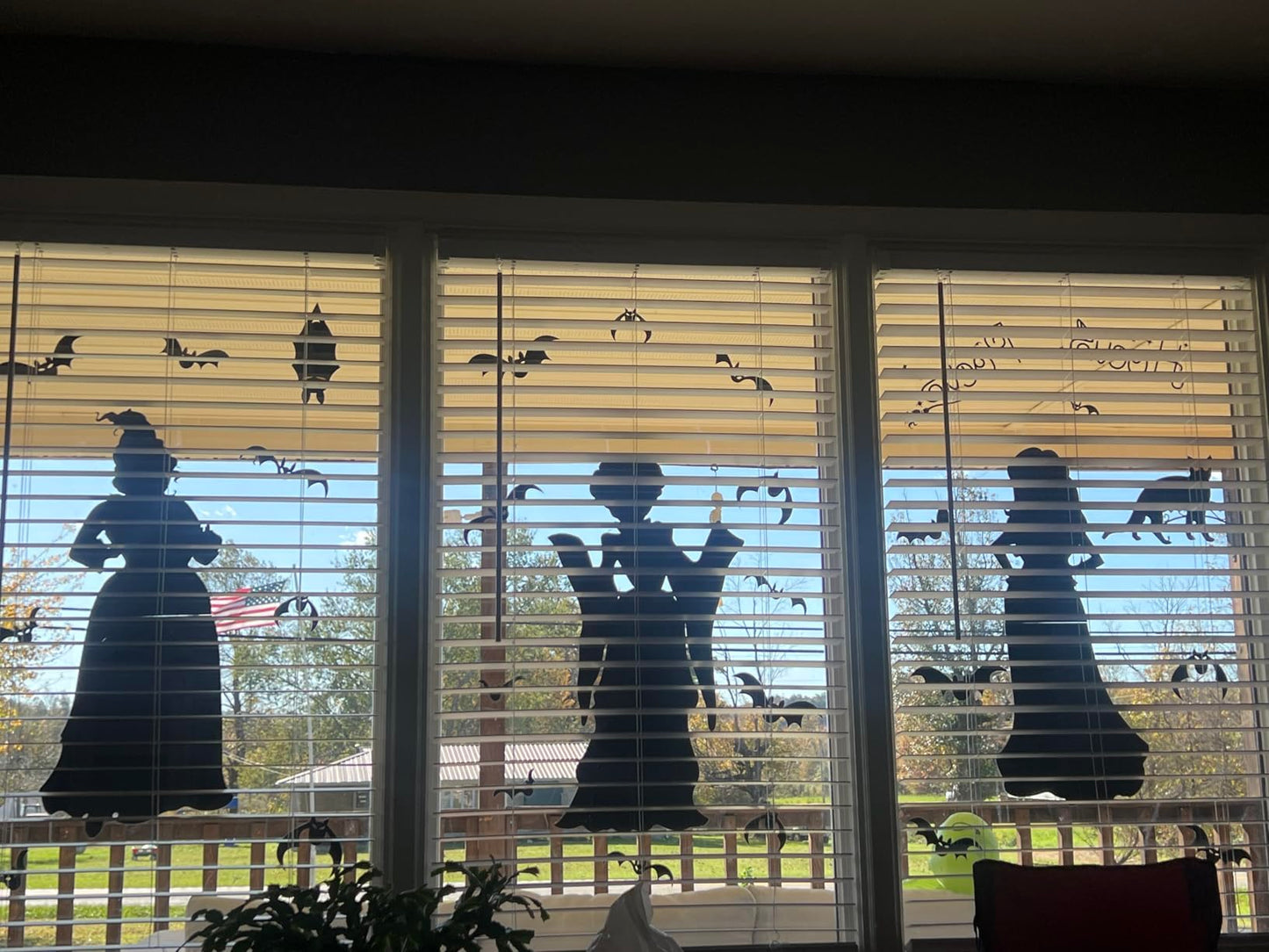 Halloween Window Clings Decoration - 35" Large Double Sided Hocus-Pocus Decor Halloween Witch Silhouette with Black Cat Bat, Spooky Scary Window Decals Stickers Home Decor for Glass Mirror, 3 Sheets