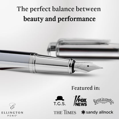 Luxury Fountain Pen Set- Fountain Pens for Writing - Smooth Fine Nib - Includes Refillable Ink Converter, 3 Ink Cartridges [Black & Blue], Gift Box - Elegant Calligraphy