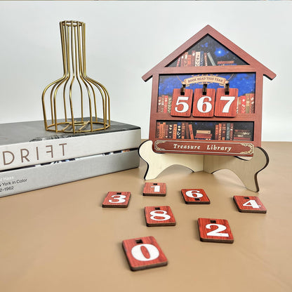 Reading Tracker Counter Sign, Wooden Books Read This Year Display, Book Lover Gift for Librarian, Reader, Teacher, Women, Wall and Table Decor for Home Library, Teachers, Book Lovers（Bookstore）