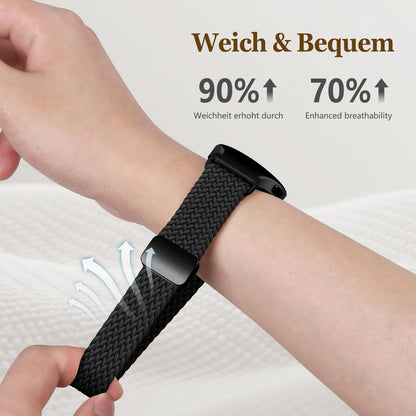 One Click Fabric Bands for Samsung Galaxy Watch 7 6 4 5 FE Band 40mm 44mm/for Galaxy Watch 6 4 Classic 43mm 47mm 42mm 46mm/ 5 Pro 45mm,No Gap Magnetic Elastic Braided Nylon Sport Strap Men Women