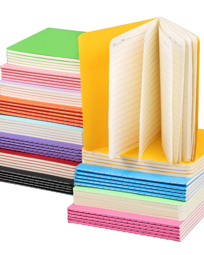 Dynta Mini Lined Notebooks Bulk 60 Packs A6 (4.25x5.5 in) Small Pocket Notebooks Ruled Page Colorful Cover, Pocket Journals for Students Drawing Memo Notepad 30 Sheets/60 Pages