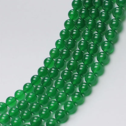 MJDCB 7A Natural Green Agate Round Stone Loose Beads for Necklace Bracelet Charms Jewelry Making 15"(10mm)