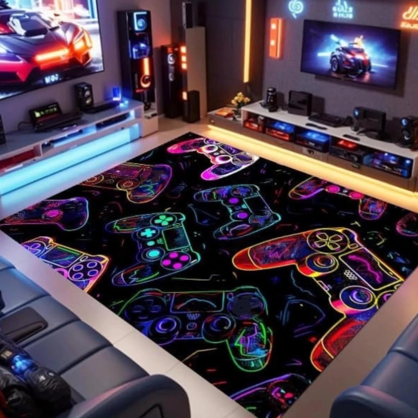 PERFECT LASER Gaming Area Rugs for Boys,Gaming Rug Boy Room Decor,Gaming Rugs for Gaming Room,Teen Game Player Video Gaming Rugs for Bedroom Living Room Playroom,Teen Game Player(47" x 31")
