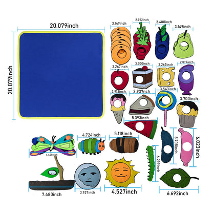 Qimihinoy Felt Story Board Set,Large Animals Felt Stroy Retelling Pieces for Toddlers,Preschool,Teachers, Speech, Therapy,Travel,Classroom (The Very Hungry Caterpillar(24pcs))