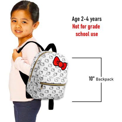 Hello Kitty Backpack Purse for Women Set - 10" Backpack with Front Pocket for Teens Plus Button | Hello Kitty Mini Backpack Bundle