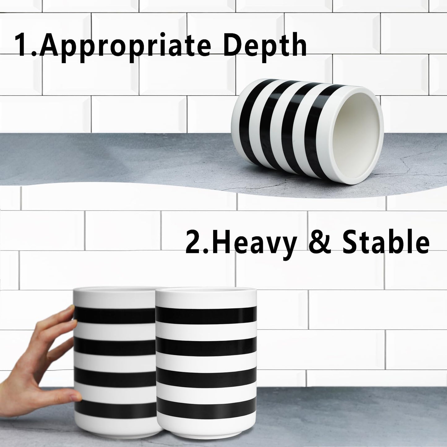 Sunddo Kitchen Utensil Holder, 6.7" Large Utensil Crock, Utensil Holder for Kitchen Counter, Ceramic Farmhouse Utensil Organizer for Kitchen Decor