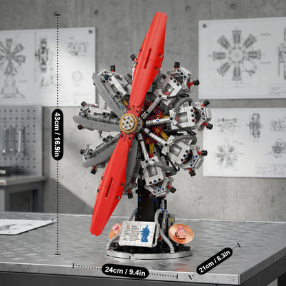 AoreSpty 9-Cylinder Radial Mini Engine Build Kit, Electric Motor a Escala para Armar, 1100Pcs Engine Building, STEM Engineering Kits for Kids Age 8-12, Tech Hobby Gift for Men