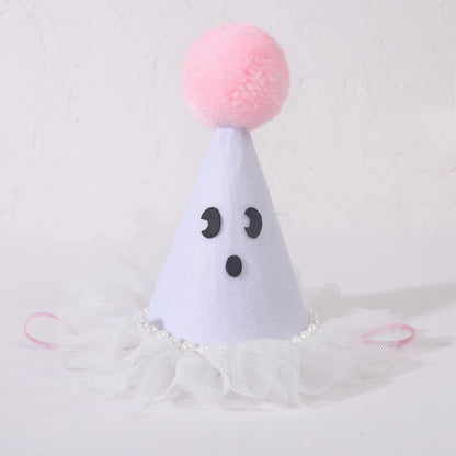 Agkvw Halloween Ghost Birthday Hat for Girls - Pink Ghost Tulle Birthday Hat, Cute Halloween Bday Decor, Spook One 1stBirthday decor, Two Spooky Bday Decoration for Girls