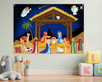 Yexiya Christmas Nativity Scene Felt Story Board Set for Toddlers Children, 3.4 Feet Nativity Crafts for Kids Preschool Sunday School Decorations Reusable Wall Hanging Gift for Boys Girls(Classic)