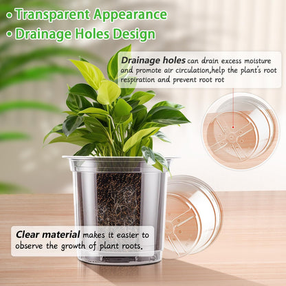 SupKing Clear Nursery Pots 6/5/4 Inch Plastic Seed Starter,12 Pack Plastic Pots for Plants with Drainage Holes for Transplanting Succulents Cuttings Come with 15 Seedlings Labels