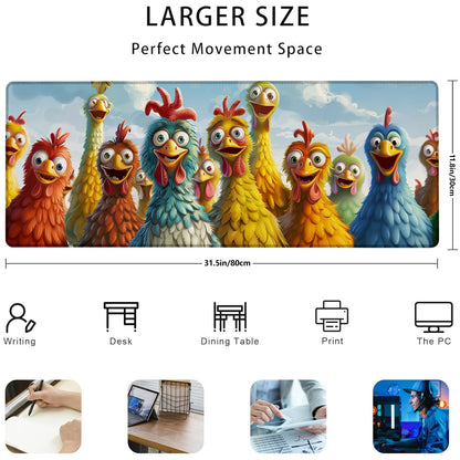Turamurra Cartoon Chickens Gaming Mouse Pad Gifts 31.5" x 11.8", Non-Slip Rubber Base MousePads for Computers Laptop School Office Home Accessories Decor, Mouse Pad, Keyboard Desk Mat