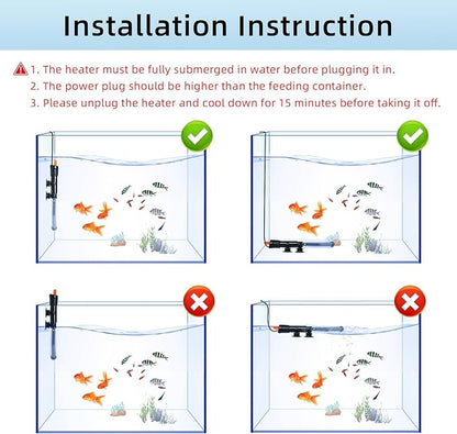 HiTauing Aquarium Heater 25W/50W/100W/200W/300W, Adjustable Knob Fish Tank Heater with Digital Thermometer, Submersible Betta/Turtle Tank Heater for Freshwater and Saltwater Tanks