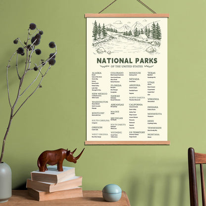 KAIRNE US National Park Checklist Poster,Park Posters for Travel Sign With Wooden Hanging Framed(28CMx46CM),Inspirational Rustic Decor,National Park Map Posters Gift for Hiker or National Park Lover