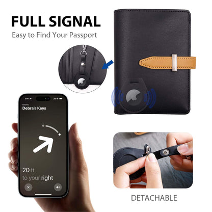 Deziliao Passport wallets, Mulit-purpose RFID Blocking Passport Holder AirTag Wallet, Travel Wallet（Black）