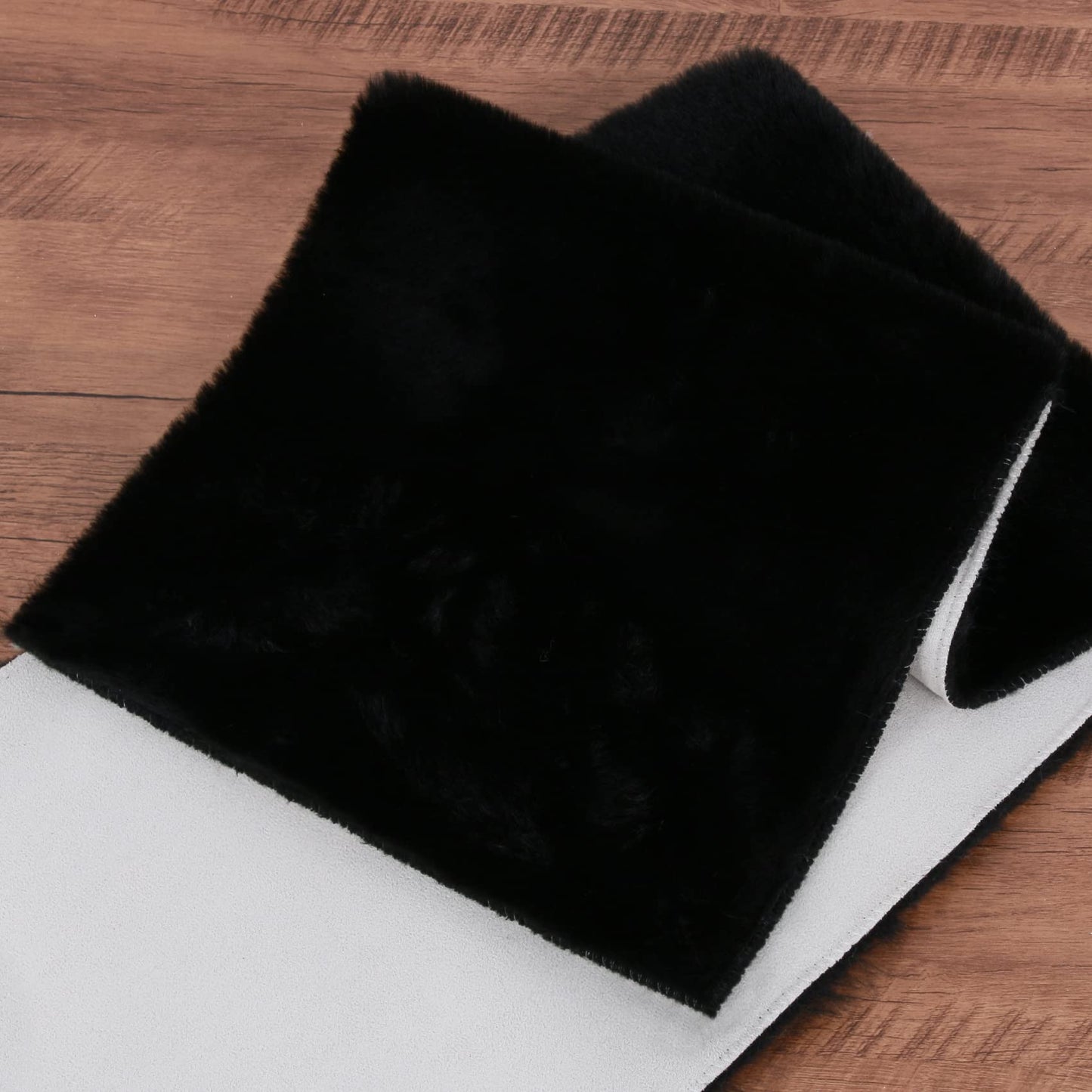 duduta Black Faux Fur Table Runner 48 inches Long, Luxury Fluffy Dresser Runner Nightstand Covers Halloween Wedding Holiday Decor