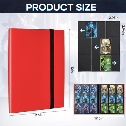 Trading Card Binder 9 Pocket, 360 Pockets Collectible Trading Card Album, Sports Card Binder for Standard Cards, Side Loading Card Folder for MTG Sports Baseball TCG Football Basketball Cards Red