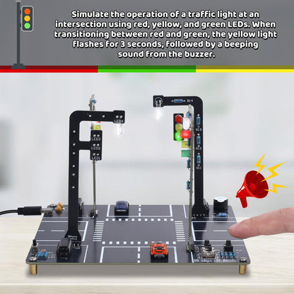 MIOYOOW LED Traffic Light Soldering Kit, STEM Educational Electronics Project with Sounds DIY Traffic Signal Light Circuit Board Soldering Practice Kit for Home School Learning