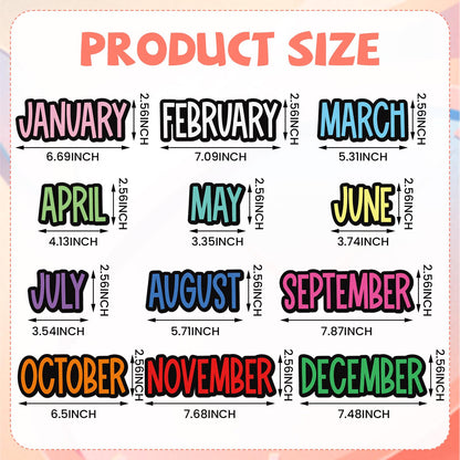 LemonSecret 12 Pcs Magnetic Monthly Headliners Months of The Year Bulletin Board Set whiteboard Calendar Month Headers for Classroom Decoration (Chalkboard)