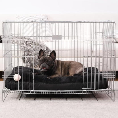 Dog Crate Bed Waterproof Deluxe Plush Dog Beds with Removable Washable Cover Anti-Slip Bottom Pet Sleeping Mattress for Large, Medium, Jumbo, Small Dogs, 29 x 18 inch, Black