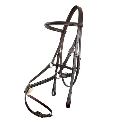 Exion Figure 8 Horse Bridle with Leather Laced Reins | English Jumping Bridle with Figure 8 Noseband | Black, Brown Equestrian Bridle for Horses, Cob, Pony & Oversize
