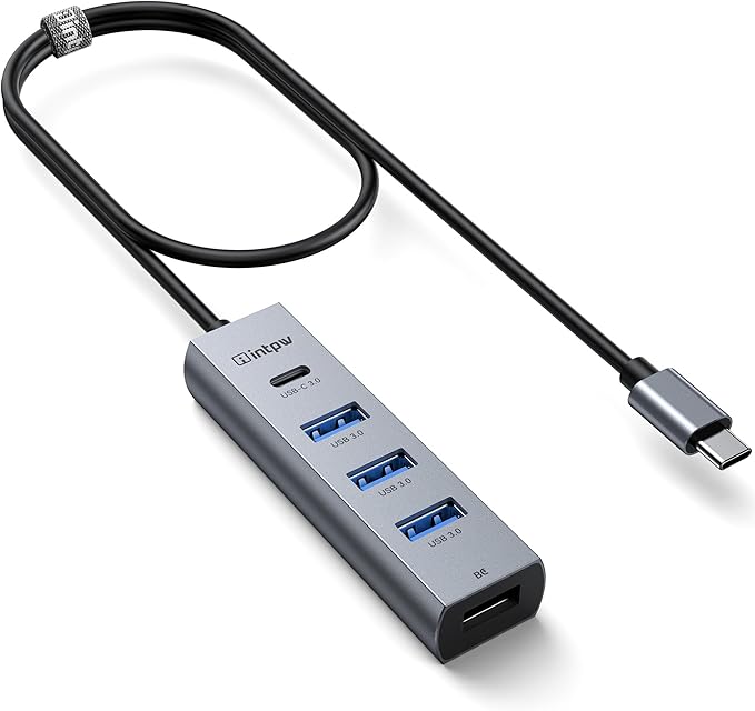 intpw USB C to USB A Hub 5 Ports Type C Hub USB 3.0 5Gbps Aluminum Adapter Multiport USB C Hub for Laptop, Mac, iPad, PC (1.97FT(5in1,BC))