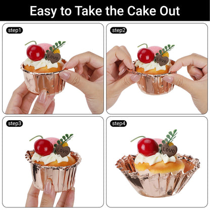 EUSOAR Foil Ramekins Disposable, 3.5oz 100pcs Mini Muffin Liners and 60Packs 5oz Baking Cups, Brownie Desserts Muffin Liners Cupcakes Ramekins Tin Holders Containers