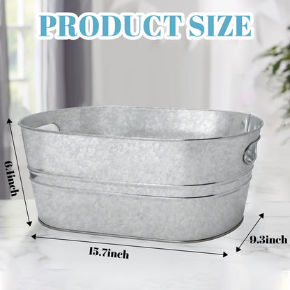 2 Pack 4 Gallon Galvanized Tub Ice Buckets for Parties Portable Beverage Tub Champagne Bucket Metal Ice Buckets for Cocktail Bar with Ice Scoop