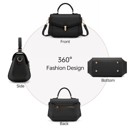 Goinsound Vegan Leather Crossbody Bag for Women Top Handle Purse Flap Shoulder Bag for Women Trendy Handbag with 2 Removable Straps Black