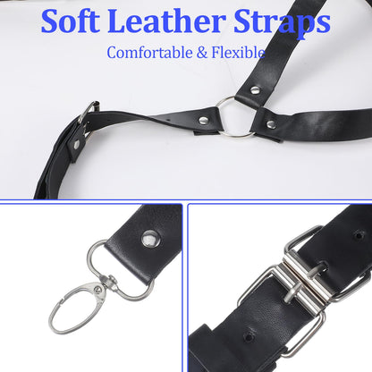 CIATBYYJ Men Leather Suspenders Vintage Men's Back Support Harness Harness Black Belt Strap Body Accessory