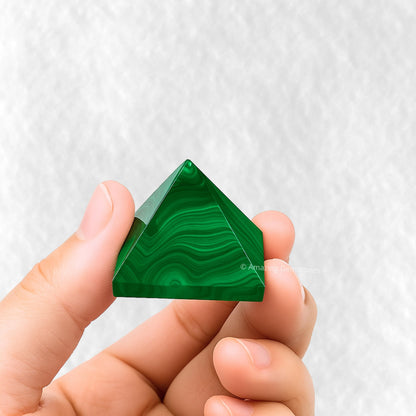 Amazing Gemstone Malachite Pyramid Crystal Healing Stones - 1" Great Pyramid Figurine of Natural Stone Pyramid for Meditation, Reiki, Chakra Balancing and Crystal Pyramids Grid