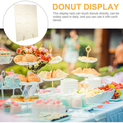 PRETYZOOM Wooden Donut Display Stand 15.74X11.81X1.96In Pastry Display Rack with Smooth Surface for Wedding Party Dessert Table and Kitchen Donut Holder