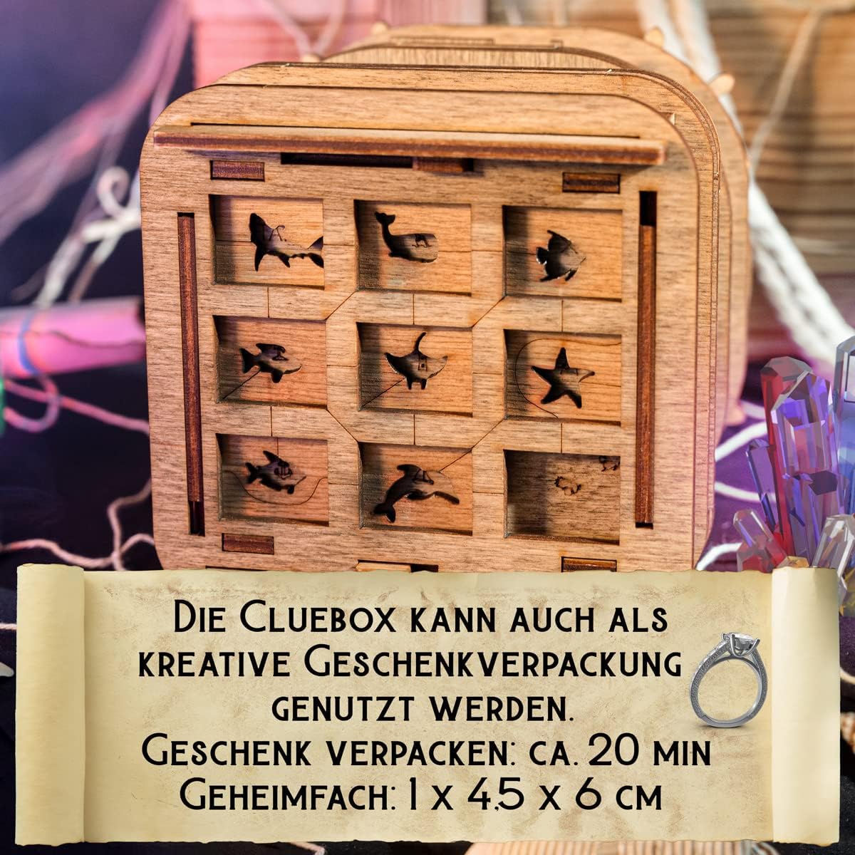 iDventure Cluebox - Davy Jones Locker - Escape Room Game - Pirate Puzzle Box - Gift Box - 3D Wooden Puzzle for Adults - Wooden Jigsaw - Brain Teaser - Birthday Gift Gadget for Men - Money Box