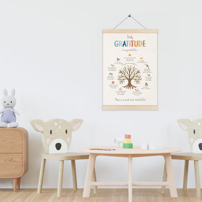 Koesus Daily Gratitude Mental Health Wall Art Poster Hanger Frame 12x16 Inch, Growth Mindset Positive Canvas Pictures Prints Framed Wall Decor for Classroom Therapy School Counselor Office