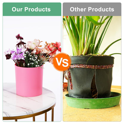 M METERXITY 2-Pack Plastic Plant Pots, 6 Inch Plastic Planters Round Flower Planter Containers Flower Pots for Indoor/Outdoor/Garden, Plant Holder [Pink]