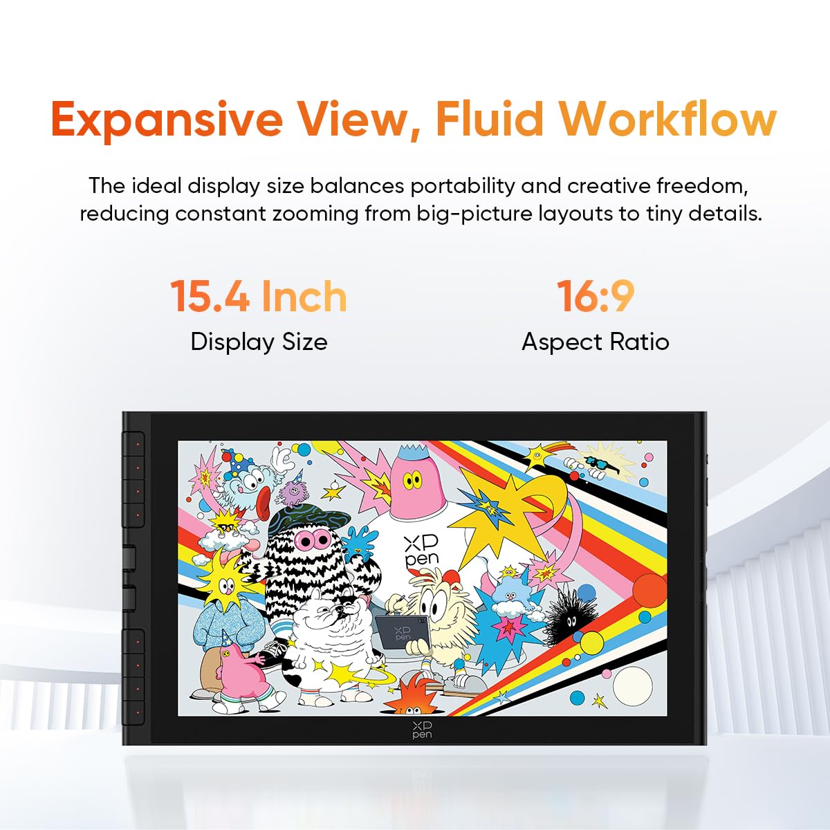 XPPen Artist 16 3rd Drawing Tablet with Screen, 15.4"Pen Display with 16K Pressure Stylus, Anti-Glare Etched Glass, 2 Scroll Wheels & 8 Hotkeys, Include Foldable Stand, Compatible with Mac/Win/Android