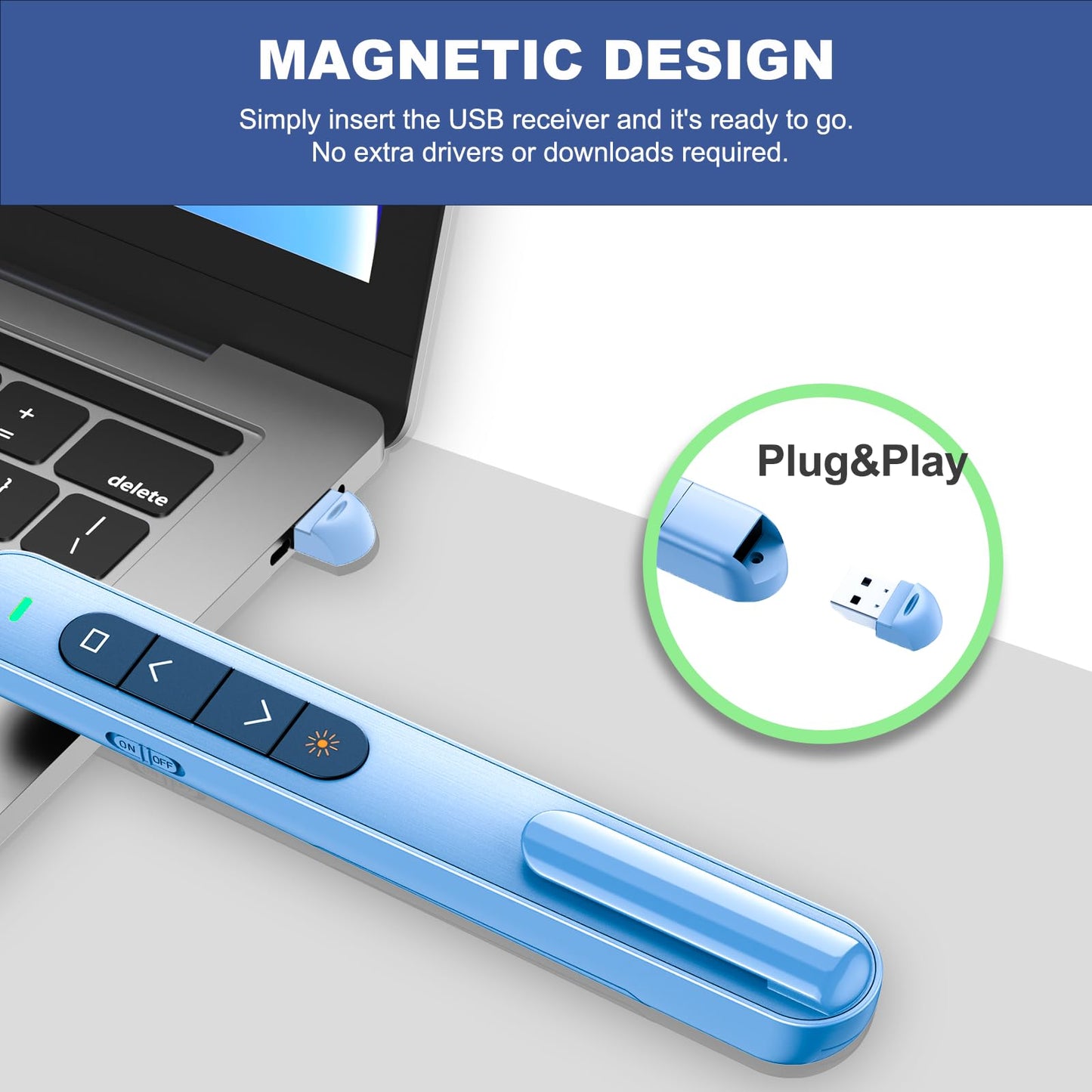 QUI Presenter Clicker Bundle | BK600 Slim-Shaped USB A Blue & BQ100 Remote-Shaped USB A Pink
