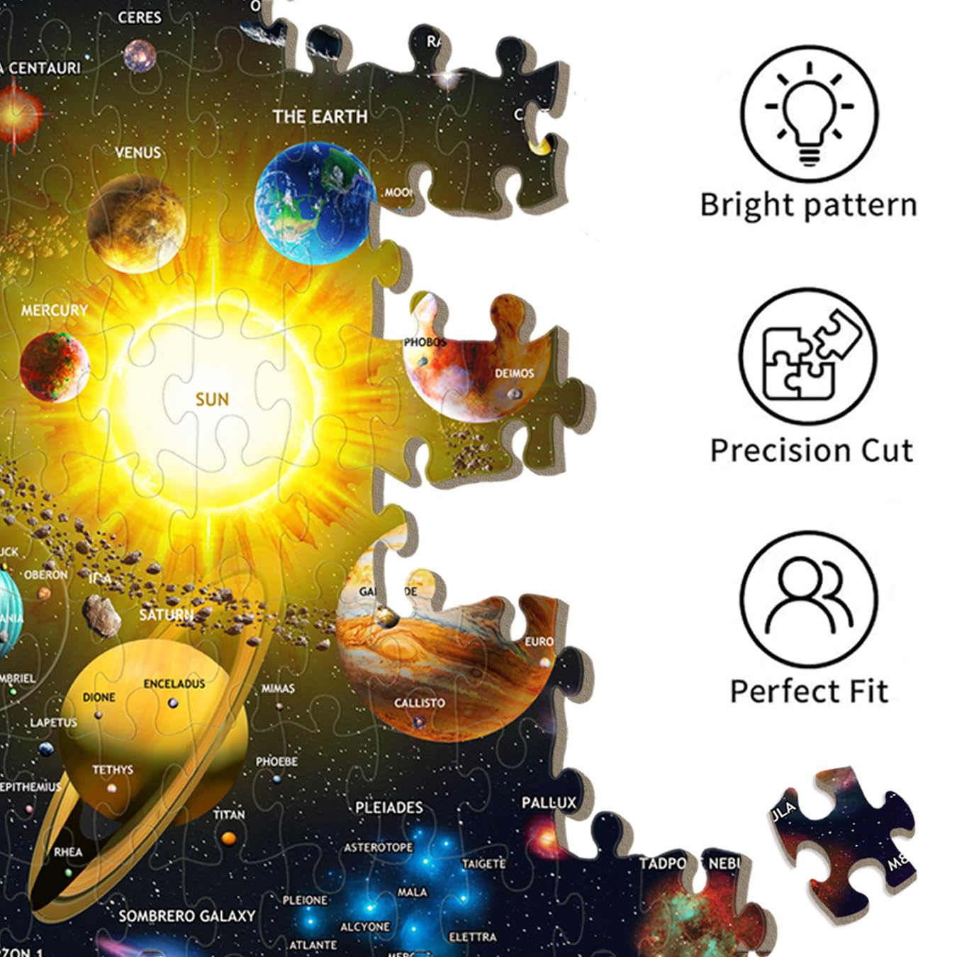 GWXWU Puzzles for Kids Ages 6-8 and 8-10, 200 Piece Solar System Planets Learning Educational Jigsaw Puzzles, Educational Learning Toy for Boys and Girls