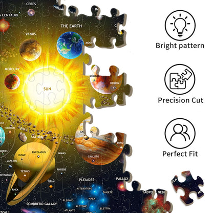 GWXWU Puzzles for Kids Ages 6-8 and 8-10, 200 Piece Solar System Planets Learning Educational Jigsaw Puzzles, Educational Learning Toy for Boys and Girls