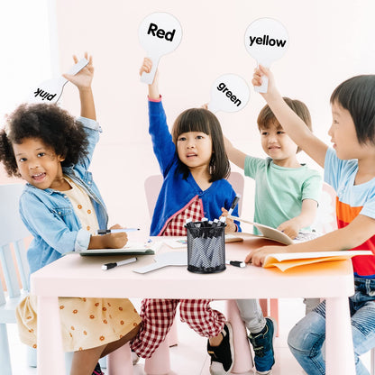 25 Sets 5x9 Inch Answer Dry Erase Paddles and 25 Black Marker Set Handheld Small Dry Erase Board Double Sided Auction Paddles Handheld Whiteboard for Classroom Voting Answering Auction Bidding