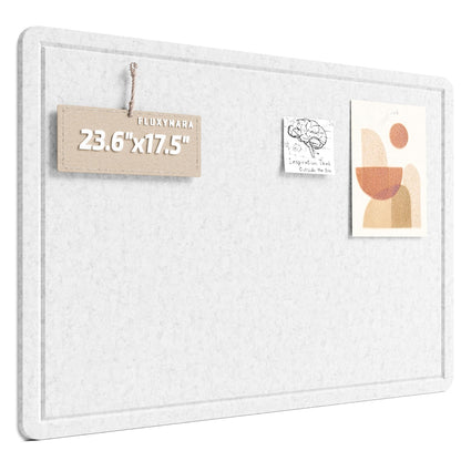 Fluxynara Bulletin Board, 23.6" x 17.5" Cork Board Alternative with 12 Safe Removable Adhesive Tabs, Foldable Felt Pin Board for Home Office, Classroom, Bedroom,Entryway for Walls—Light Gray
