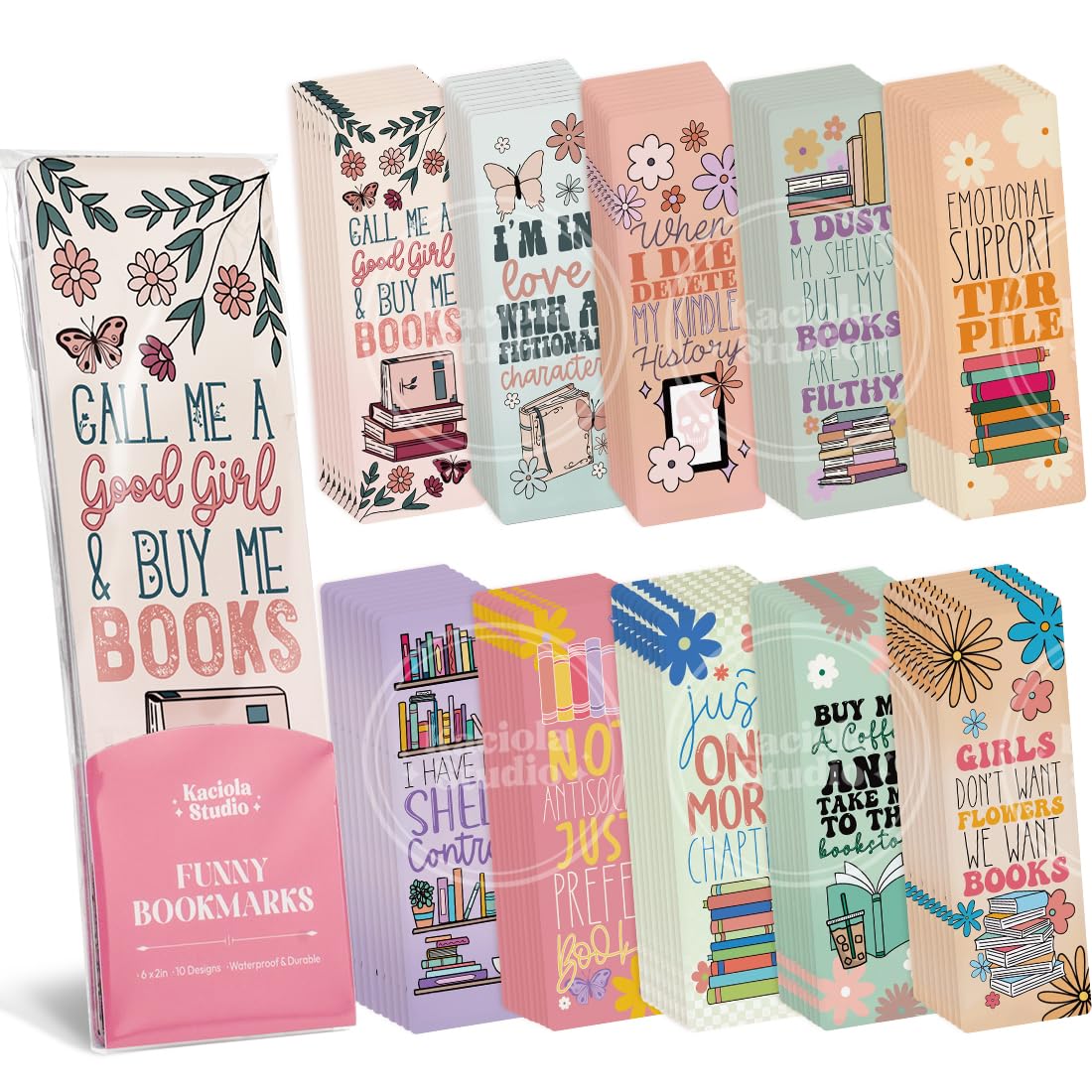 KACIOLA STUDIO 100PCS Bookmarks for Women, Booklovers Theme Paper Bookmarks Bulk 6" x 2" Cute Book Marks for Reading Book Lovers Students Schools Gifts (Booklovers)
