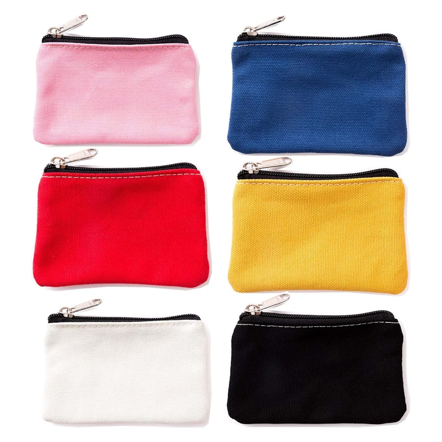 WDCFXY Canvas Coin Purse Set, 3.1 x 5.1 inches, 6 Pack, Assorted Colors