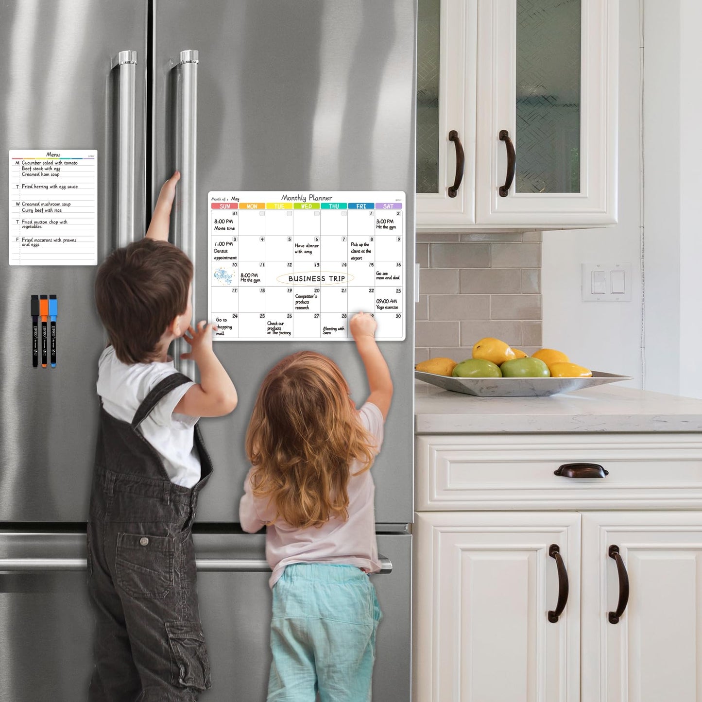JJPRO Magnetic Dry Erase Monthly Calendar for Fridge-14.5"x11" Monthly Fridge Calendar and Daily to Do List,Magnetic Calendar for Refrigerator -3 Markers