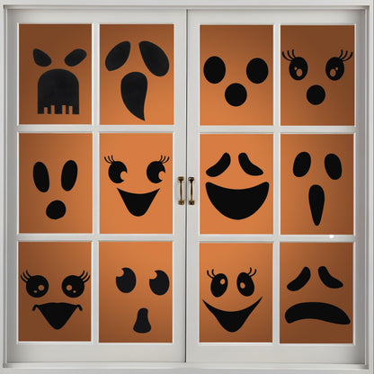 18 Pcs Cute Ghost Face Vinyl Decal Stickers for Halloween - DIY Craft Art Stickers, Wall Decals, Glass Window Sticker